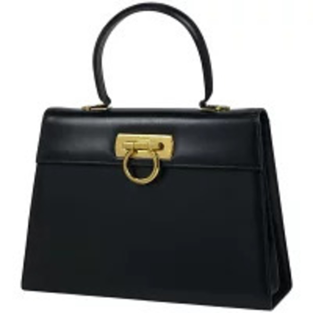 Salvatore Ferragamo Gancini 2way Shoulder Bag Leather Black